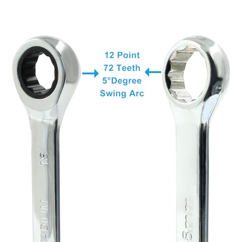 18mm Ratcheting Wrench 2 Pcs 72-Tooth 12-Point Chrome Plated | Forged 45# Carbon Steel Durable, 5-Degree Arc For Tight Spaces, 12-Point Protects Fasteners, Polished Chrome Anti-Rust - size: 0.71 Inch