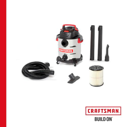 CRAFTSMAN CMXEVBE17155 10 Gallon 6.0 Peak HP Stainless Steel Wet Dry Vac