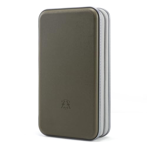 alavisxf xx CD Case, 96 Capacity Hard Plastic Organizer Wallet for Car | CD DVD Holder, Portable Hand Strap, Zipper Closure, Anti-Slip Scratch-Resistant Sleeves, Disc Storage, for Home Office Travel - color: Olive Green, size: 96 Capacity