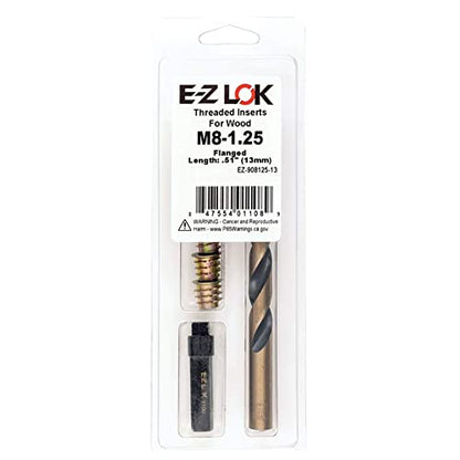 E-Z LOK -908125 Hex Threaded Insert Installation Kit for Soft Wood - Flanged - M8-1.25 x 13mm - size: M8-1.25 x 13mm, style: Flanged