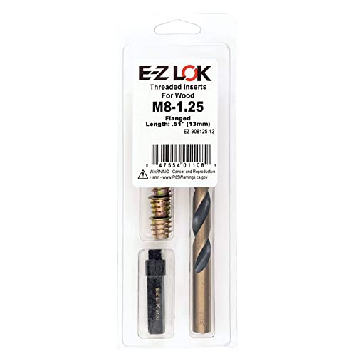 E-Z LOK -908125 Hex Threaded Insert Installation Kit for Soft Wood - Flanged - M8-1.25 x 13mm - size: M8-1.25 x 13mm, style: Flanged