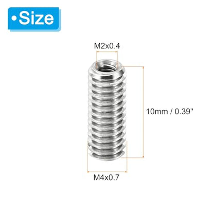 PATIKIL Thread Adapters Sleeve Reducing Nut, 10 Pcs M4x0.7 Male to M2x0.4 Female Repairing Insert Nut Screw Reducer Stainless Steel Fastener 10mm - size: M2xM4x10mm