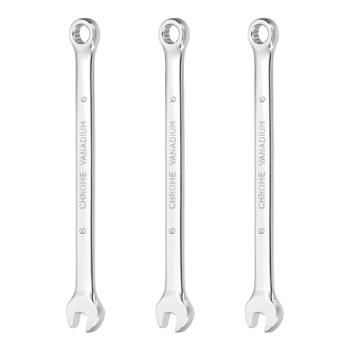 HARFINGTON 3Pcs Combination Wrench 6mm Metric 12-Point Box and Open End CR-V Steel Double Ended Spanner Tool for Automotive Pipe Furniture Machinery DIY Repair, Silver White - size: 6mm