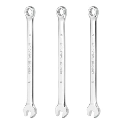 HARFINGTON 3Pcs Combination Wrench 6mm Metric 12-Point Box and Open End CR-V Steel Double Ended Spanner Tool for Automotive Pipe Furniture Machinery DIY Repair, Silver White - size: 6mm