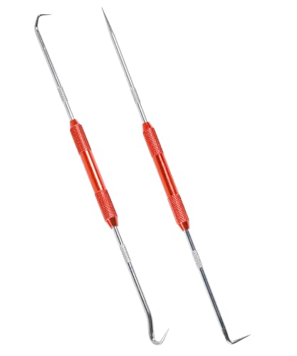 2PCS CarbonSteel Hook Tool and Pick Set,Car Accessories Double End Pick and Hook Set,Used to Automotive Repair,Cleaning Small Grooves,Remove O-Rings,Applicable to Most Cars (Red)