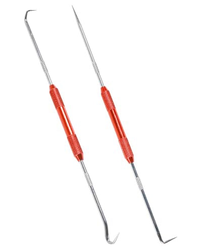 2PCS CarbonSteel Hook Tool and Pick Set,Car Accessories Double End Pick and Hook Set,Used to Automotive Repair,Cleaning Small Grooves,Remove O-Rings,Applicable to Most Cars (Red)