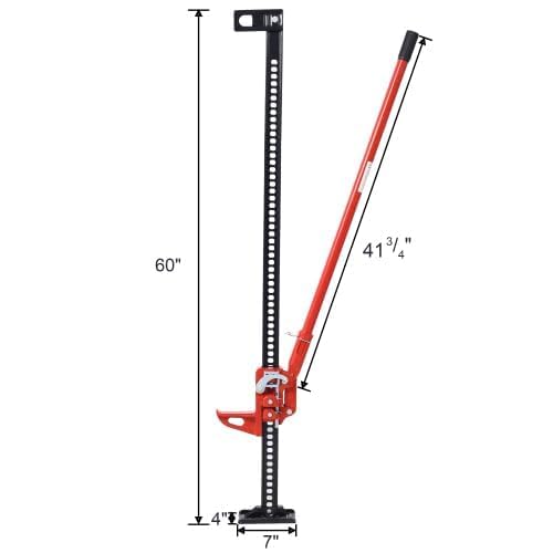 60 in Hi Lift Farm Jack, 3 Ton/7000 LB Ratcheting Utility Off Road Jack | 4.13-52.36 in Lifting Range, Ideal for Off-Road Vehicles, Trucks & Tractors - size: 60 in