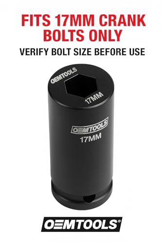 OEMTOOLS 25275 17mm Crank Bolt Socket, Heavy Duty Harmonic Balancer Socket For Stubborn Bolts, 17mm Impact Socket 1/2 Drive Crank Bolt Removal Tool - style: 17 millimeter