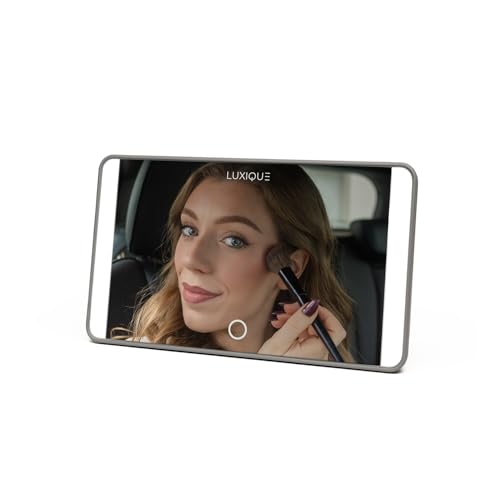 Rechargeable LED Sun Visor Mirror – 3 Dimmable Light Modes, Portable Makeup and Vanity Mirror, Weather-Resistant, Detachable Stand, Universal Fit, Perfect for Beauty, Grooming, Travel (Gray) - color: Gray