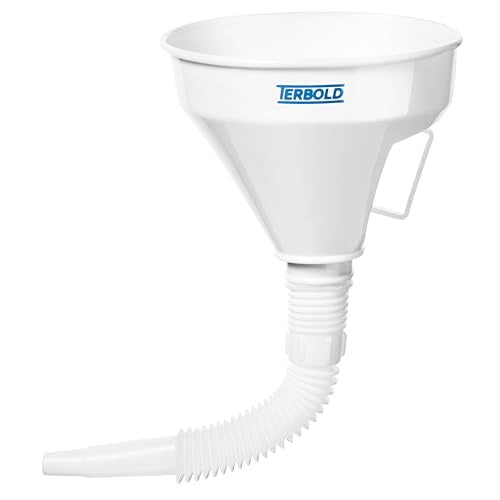 Automotive Flex Funnel with Hose | Wide Mouth Flexible Oil Funnel for Automotive Use - Gas, Transmission Fluid, Car Fuel, Oil Change (White) - color: White