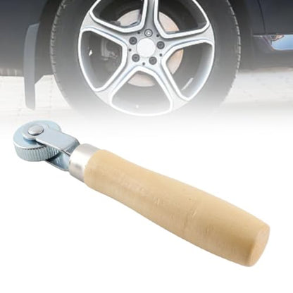 KIMISS Tire Patch Repair Tool for Car Wheel with Wooden Handle and Ball Bearing Roller - Middle Puncture Stitcher for Easy Tire Repair and Maintenance