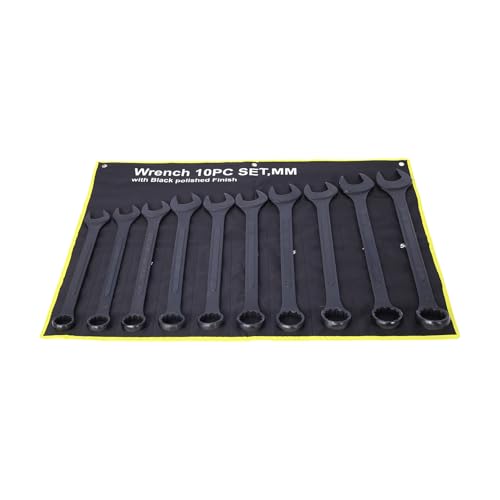 10-piece Jumbo Wrench Set, 34-50mm Large Combination Wrench Set, Metric Black Oxide Finish with Pouch | 34, 36, 38, 41, 42, 44, 45, 46, 48, 50mm sizes, Extra Large Combination Wrench Sets with Pouch (10PC-Metric) - size: 10PC-Metric