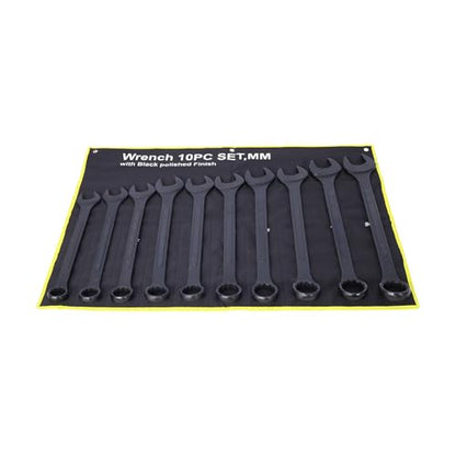 10-piece Jumbo Wrench Set, 34-50mm Large Combination Wrench Set, Metric Black Oxide Finish with Pouch | 34, 36, 38, 41, 42, 44, 45, 46, 48, 50mm sizes, Extra Large Combination Wrench Sets with Pouch (10PC-Metric) - size: 10PC-Metric