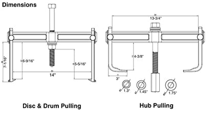 Astro Pneumatic Tool 78830 Heavy Duty Hub Drum and Rotor Puller Kit