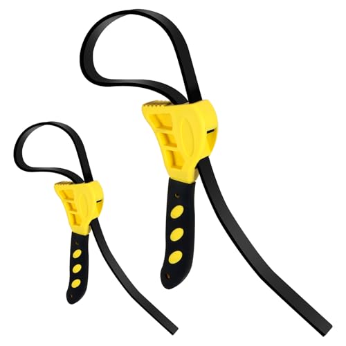2 Pack Adjustable Rubber Strap Wrench Set 6" & 8" Heavy-Duty Tool for Oil Filter Plumbing Pipe Jar Opener Water Filter Sink & Faucet Non-Slip Adjustable Belt Wrench Tool