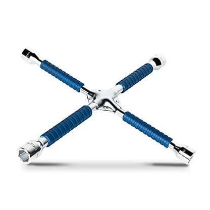 ETERNA Professional 18" Four Way Lug Wrench, Car Wheel Lug Nut Cross Wrench, Universal Heavy Duty Socket Spanner,Carbon Steel Car Tire Repair Tool - color: 18" Four Way Lug Wrench