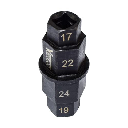 Hex Axle Tool for Motorcycle Front Axle Wheel, Allen Axle Spindle Socket Adapter Tool, 3/8 Inch 17mm 19mm 22mm 24mm - size: 4 in 1