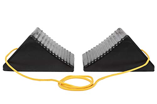 MaxxHaul 50012 Rubber Wheel Chock With Rope - 8" x 5" x 4" - 2 pack, - size: MaxxHaul 50012- 8" x 5" x 4"