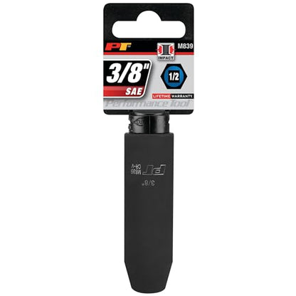 Performance Tool M839 1/2 Drive Impact Socket, 3/8 - size: 3/8", style: Deep Wall Impact