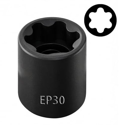 EP Socket EP30, 6 Point 1/2” Dr Female External E-Torx Plus Socket | EP Socket, Female External, E-Torx Plus Socket, External, Cr-V Steel, High Deformation Prevention - size: EP30