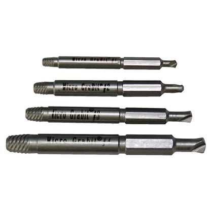 Alden 4507P Grabit Micro Broken Bolt Extractor 4 Piece Kit - Small Bolt and Screw Remover - Made in the USA