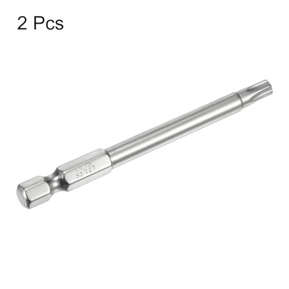 HARFINGTON 2pcs T27 Security Torx Bit 1/4" Hex Shank 3" Long S2 Steel Magnetic Tamper Resistant Star Bits Screwdriver Torx Head with Hole for Driver Drill Bits Remove Fastening Screws - size: T27