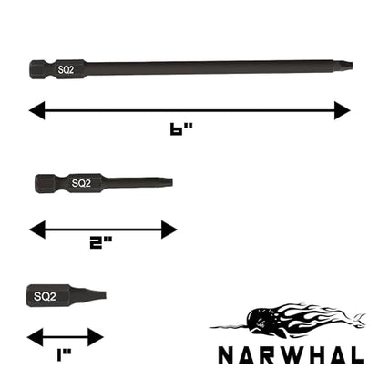 Robertson Square Bit #2 Set (3 Pack in Extra Long 6", Standard 2", and Screwdiver Bit Size1) Hex Shank and Magnetic Tipped - style: Square #2