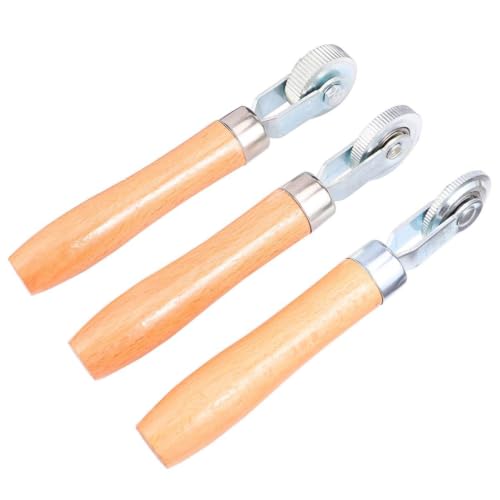 3pcs Car Tire Repair Tool Set with 3mm, 6mm, and 12mm Silver Metal and Wood Rollers to Minimize Air Bubbles and Tube Patch Adhesion for Tire Repair