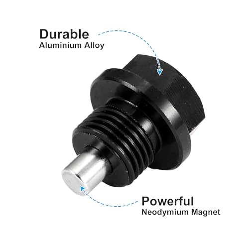X AUTOHAUX M16x1.5 Oil Drain Plug Magnetic Sump Drain Nut Oil Drain Bolt | 2 Set , Aluminum Alloy , with 2 Washer for Car Motorcycle Black - size: M16x1.5
