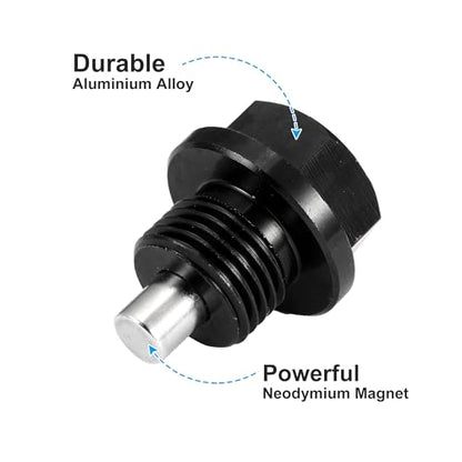 X AUTOHAUX M16x1.5 Oil Drain Plug Magnetic Sump Drain Nut Oil Drain Bolt | 2 Set , Aluminum Alloy , with 2 Washer for Car Motorcycle Black - size: M16x1.5