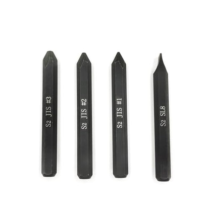 JIS B4633 Impact Screwdriver Bits For Impact Driver, 5/16" Hex Shank, S2 Alloy Steel,75mm Long- Ideal for Japanese Automotive & Motorcycle Repairs (JIS #1+#2+#3+SL8) - size: JIS #1+#2+#3+SL8