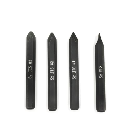 JIS B4633 Impact Screwdriver Bits For Impact Driver, 5/16" Hex Shank, S2 Alloy Steel,75mm Long- Ideal for Japanese Automotive & Motorcycle Repairs (JIS #1+#2+#3+SL8) - size: JIS #1+#2+#3+SL8