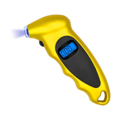 KVAEY Digital Tire Pressure Gauge, 150 PSI 4 Settings Accurate Tire Gauge with Non-Slip Grip, Backlight LCD Tire Pressure Gauge Reader Checker Tool for Car Truck Bicycle Motorcycle (Yellow) - color: Yellow