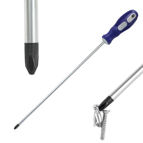 12-Inch Extra Long Phillips Screwdriver, PH2 Magnetic Tip Cross-head Screwdriver with Blue Rubber Handle (6x300mm) - size: Phillips (Blue)