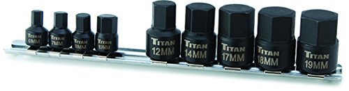 Titan 16141 9-Piece Low Profile Impact Metric Hex Bit Socket Set - size: Low Profile Metric Hex Impact