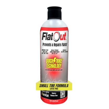 QuickStrike Tire Sealant - Small Tire/Bicycle Formula - NEW Formula - Prevents Flat Tires - Seals Leaks - Contains Kevlar - Tubeless Tire Sealant - 16 Ounce Bottle - size: 16 Fl Oz