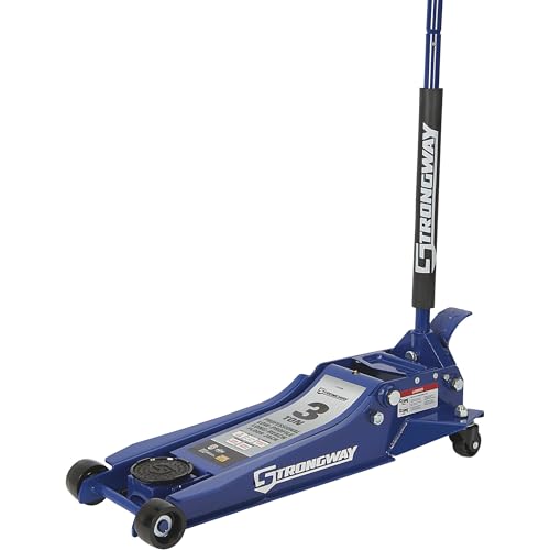 Strongway 3-Ton Long-Reach Low-Profile Professional Floor Jack | Access for lowered vehicles, Professional garage service, Stable lifting, Controlled positioning, Shop-ready construction - style: Low profile