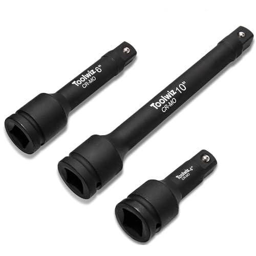 Toolwiz 3/4" Drive Impact Extension Bar 4", 6", 10" (3 Piece) Cr-Mo Steel | Expand Range of Impact Drivers, 3/4 inch Ratchet Wrench Extension Bar Socket Set Organized in Heavy Duty PVC Box, Black - size: 3/4" Drive (4", 6", 10")