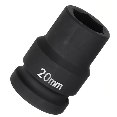 3/4"Drive x 20mm Metric, 6-Point Deep Impact Socket, Axle Nut Impact Socket | 40CR Alloy Steel,Clear labeling, Common Tools for Car Repair/Mechanical Work/Construction/Carpentry and Home Maintenance - size: 20mm