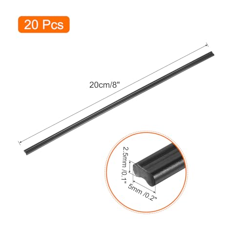 20pcs 8 Inch Plastic Welding Rods PP Welding Strips Welder Rods for Car Bumper, Kayak Repair, Plastic Welder, Black
