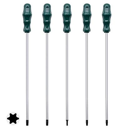 5pcs 12in Magnetic Long Torx Screwdrivers, T15 - T30 (T15,T20,T25,T27,T30)