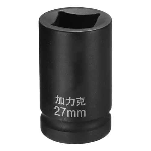 HARFINGTON 4 Point Square Socket 1" Drive by 27mm Metric Square Impact Socket 40CR Blackening Standard Wheel Sockets Pneumatic Socket Tool for Auto Repair Mechanical Maintenance Home Use - size: 27mm
