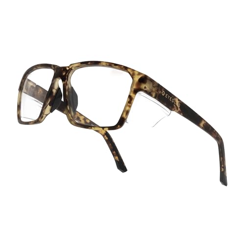 VETRA Z87+ Certified Safety Glasses HD High Contrast UV400 Side Shield Anti-Oil Coating Stylish Eyewear - color: Shadow Tortoise