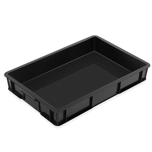 Baderke 1 Pc 24 x 15.5 Inches Oil Drain Pan for Changing Leak Proof Mini Fridge Drip Tray Plastic Oil Change Pan for Mini Fridges Air Conditioners Machinery Under Car (Black,3.74 Inch) - size: 3.74 Inch