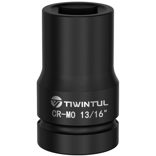 13/16" Impact Socket 1" Drive, for Truck Axle Nuts & Hub Removal | Square, 6 Point Design, CR-MO ANSI Certified, Heavy Duty Socket 1 Inch Drive for Suspension & Heavy Equipment Maintenance - size: 13/16'' (1 PCS)