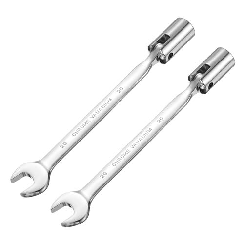 HARFINGTON 2 Pcs 20mm Swivel Head Socket Combination Spanner Wrench CR-V Steel Rotary Torx Socket Head Open End Wrenches Spanner Mirror Polishing for Auto Car Repairing - size: 20mm