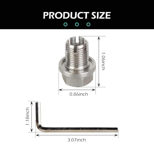 Shakas M14.1 x 1.5 Oversize Piggyback Oil Drain Plug, Stainless Steel Self-tapping Repair Screws with O-ring and L-wrench, Oil Pan Drain Plug Repair Kit, for Most Cars (Silver)