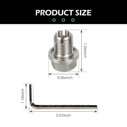 Shakas M14.1 x 1.5 Oversize Piggyback Oil Drain Plug, Stainless Steel Self-tapping Repair Screws with O-ring and L-wrench, Oil Pan Drain Plug Repair Kit, for Most Cars (Silver)