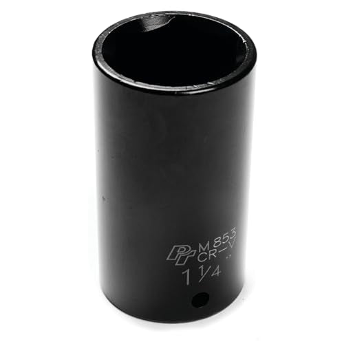 Performance Tool M853 1/2-Inch Drive 6-Point Impact Socket, 1-1/4-Inch for Heavy-Duty Applications with Increased Torque and Durability - size: 1-1/4", style: Deep Wall Impact