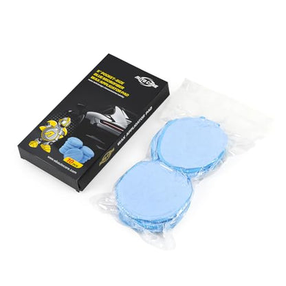 Microfiber Wax Applicator, AutoCare Ultra-Soft Microfiber Wax Applicator Pads with Finger Pocket Wax Applicator for Cars Wax Applicator Foam Sponge (Blue, 5" Diameter, Pack of 10)